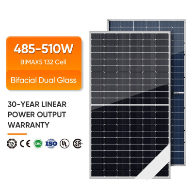 Roof Photovoltaic Panel 485W 490W 500W 510W Bifacial Solar Panels